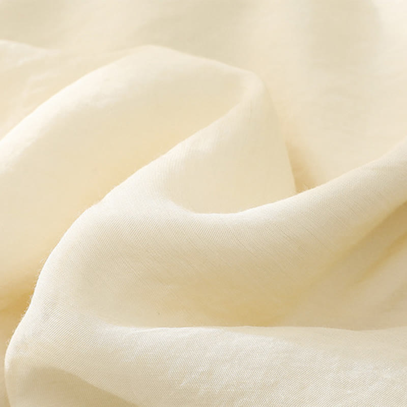 Artistic Embroidery Flower Double Layer Chinese Frog Button Split Cotton Linen Women's Wide Leg Pants