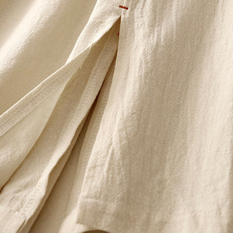 Casual Simple Design Drawstring Split Cotton Linen Women's Wide Leg Pants With Pockets