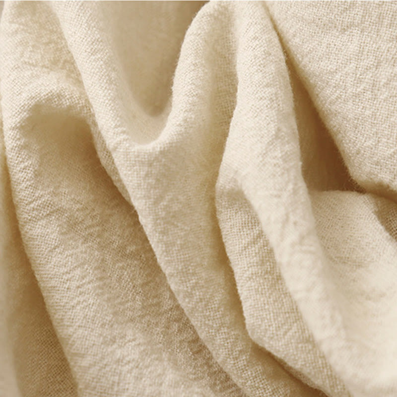 Casual Simple Design Drawstring Split Cotton Linen Women's Wide Leg Pants With Pockets