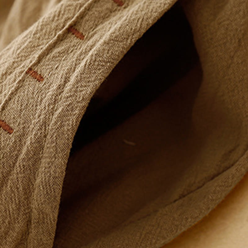 Casual Simple Design Drawstring Split Cotton Linen Women's Wide Leg Pants With Pockets