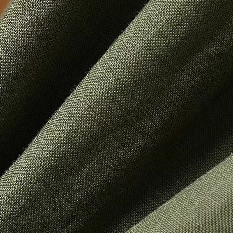 Summer Casual Pure Color 7-8 Length Cotton Linen Women's Wide Leg Pants