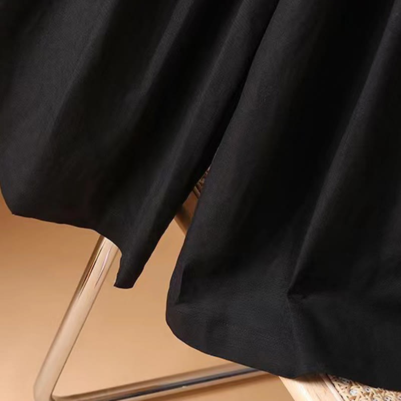 Summer Casual Pure Color 7-8 Length Cotton Linen Women's Wide Leg Pants