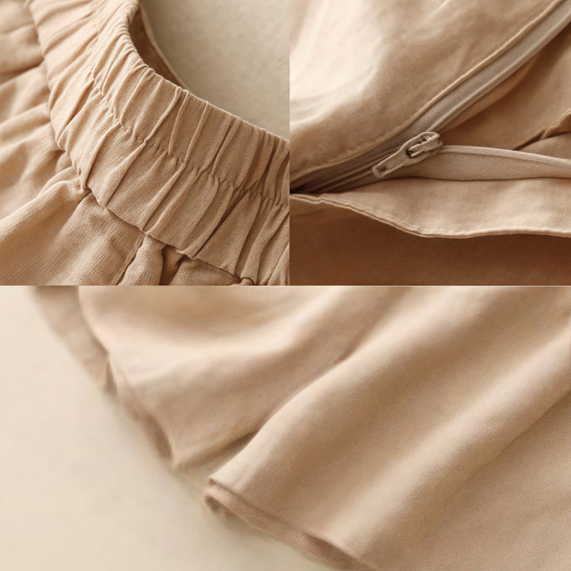 Summer Casual Embroidery Flower Pleated Zipper Button Cotton Linen Women's Shorts With Pockets