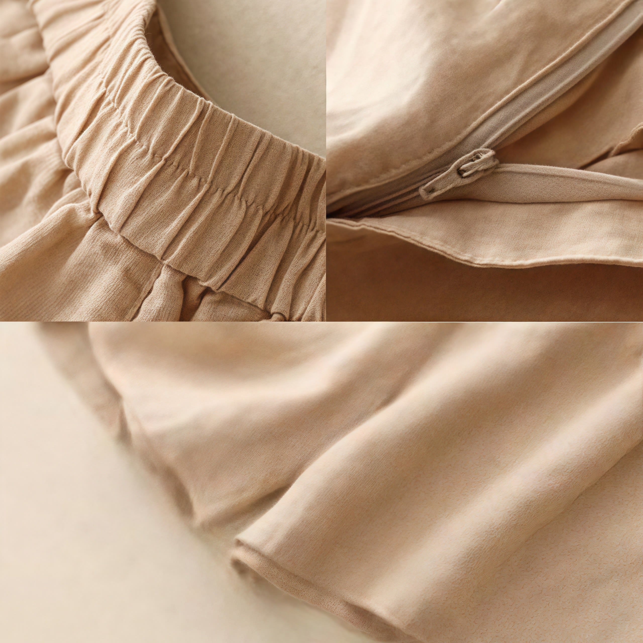 Summer Casual Embroidery Flower Pleated Zipper Button Cotton Linen Women's Shorts With Pockets
