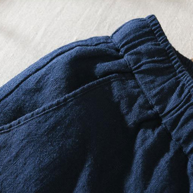 Summer Casual Drawstring Ramie Linen Men's Pants With Pockets