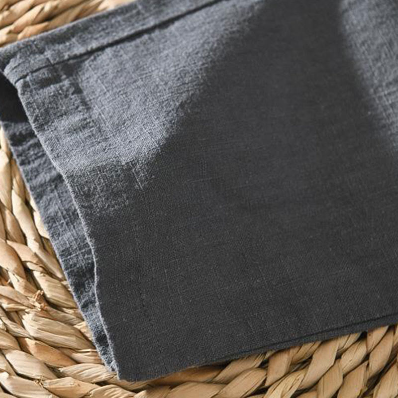 Summer Casual Drawstring Ramie Linen Men's Pants With Pockets