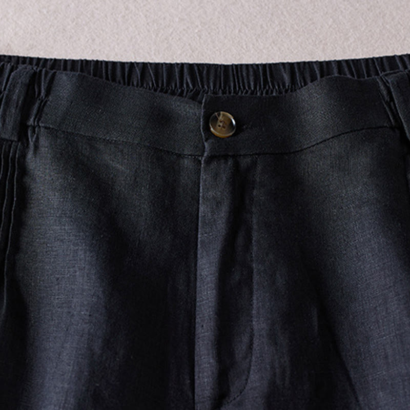 Tactile Cotton Linen Wide-Leg Meditation Shorts