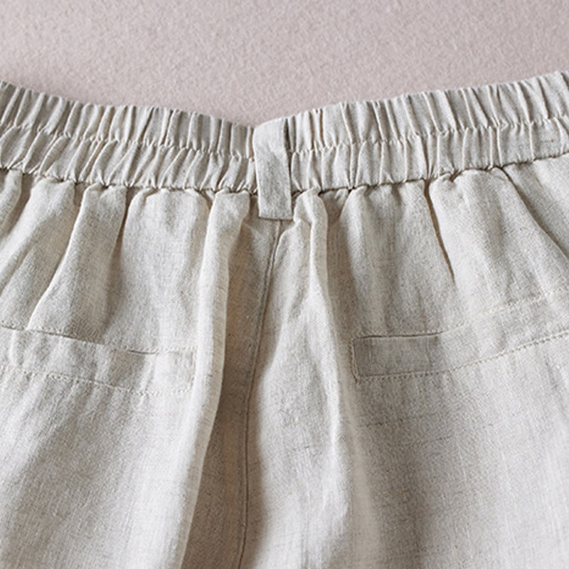 Tactile Cotton Linen Wide-Leg Meditation Shorts