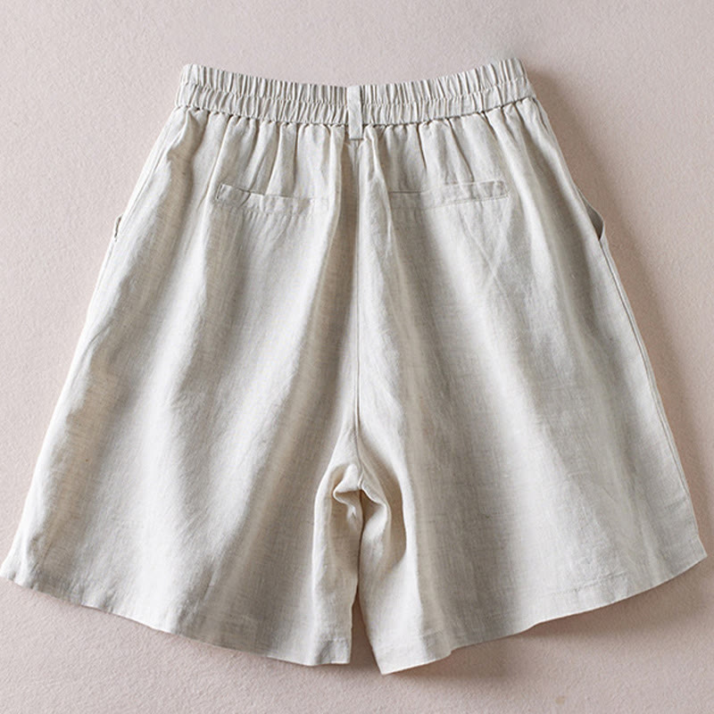 Tactile Cotton Linen Wide-Leg Meditation Shorts