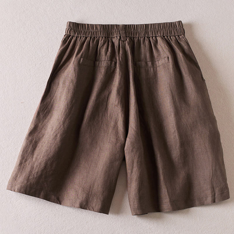 Tactile Cotton Linen Wide-Leg Meditation Shorts