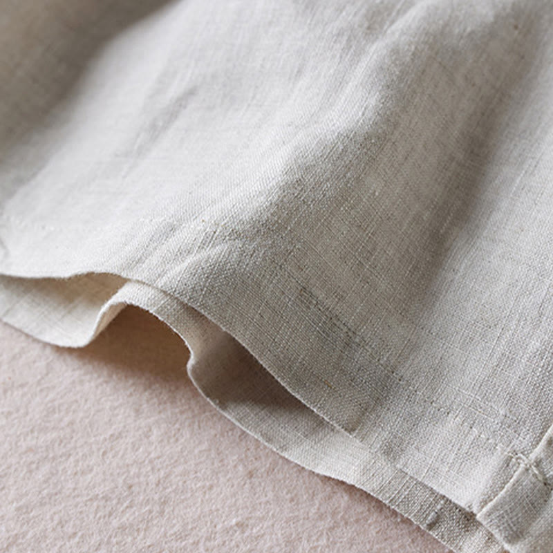 Tactile Cotton Linen Wide-Leg Meditation Shorts