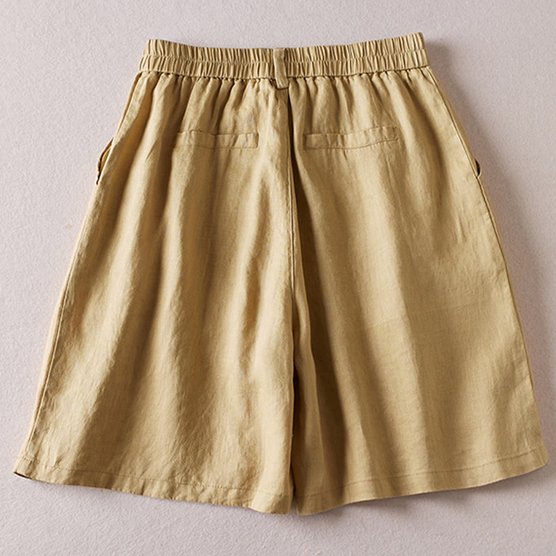 Tactile Cotton Linen Wide-Leg Meditation Shorts