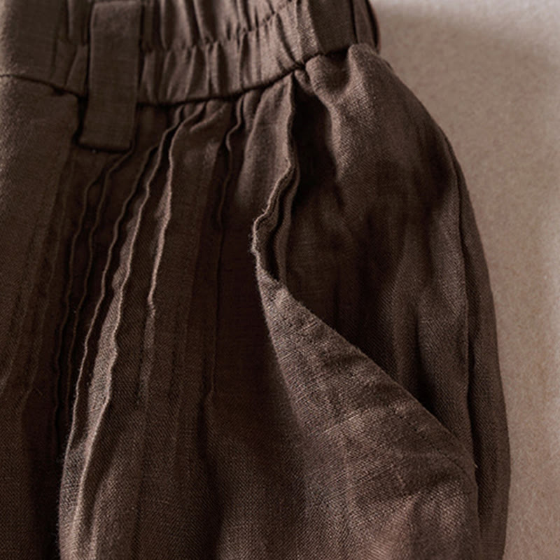 Tactile Cotton Linen Wide-Leg Meditation Shorts