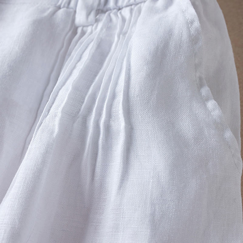 Tactile Cotton Linen Wide-Leg Meditation Shorts