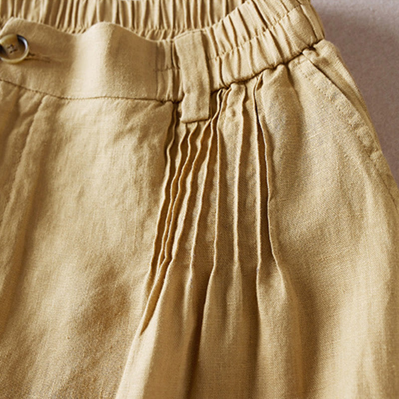 Tactile Cotton Linen Wide-Leg Meditation Shorts