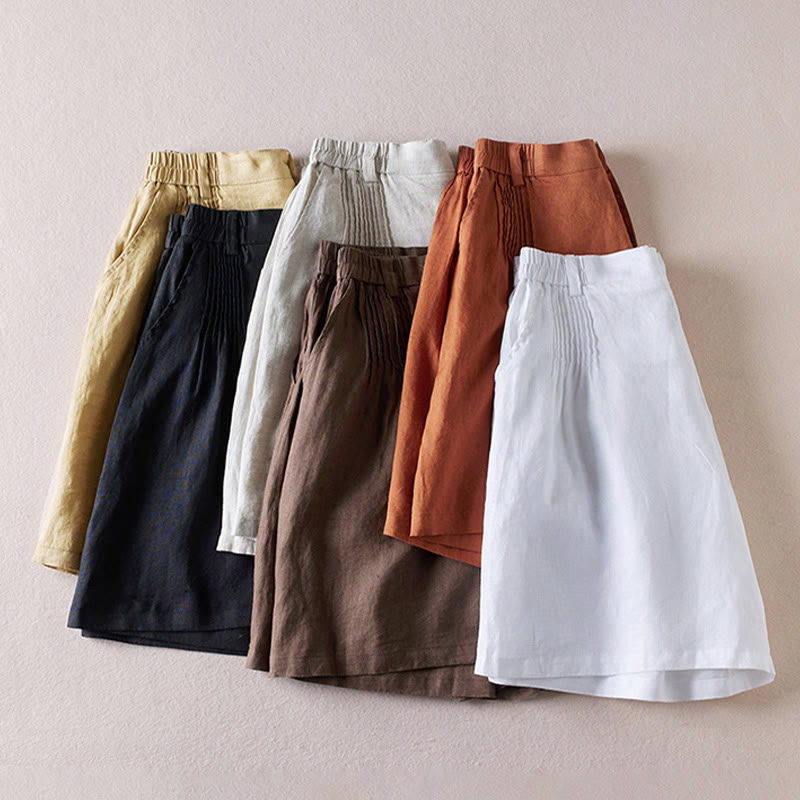 Tactile Cotton Linen Wide-Leg Meditation Shorts