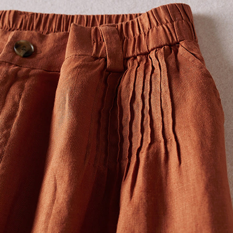 Tactile Cotton Linen Wide-Leg Meditation Shorts