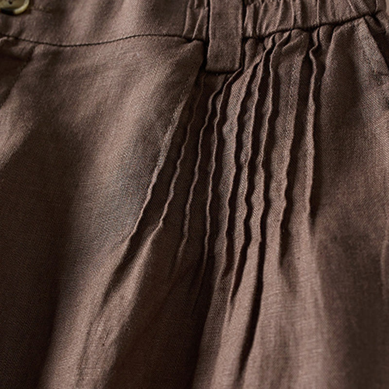 Tactile Cotton Linen Wide-Leg Meditation Shorts