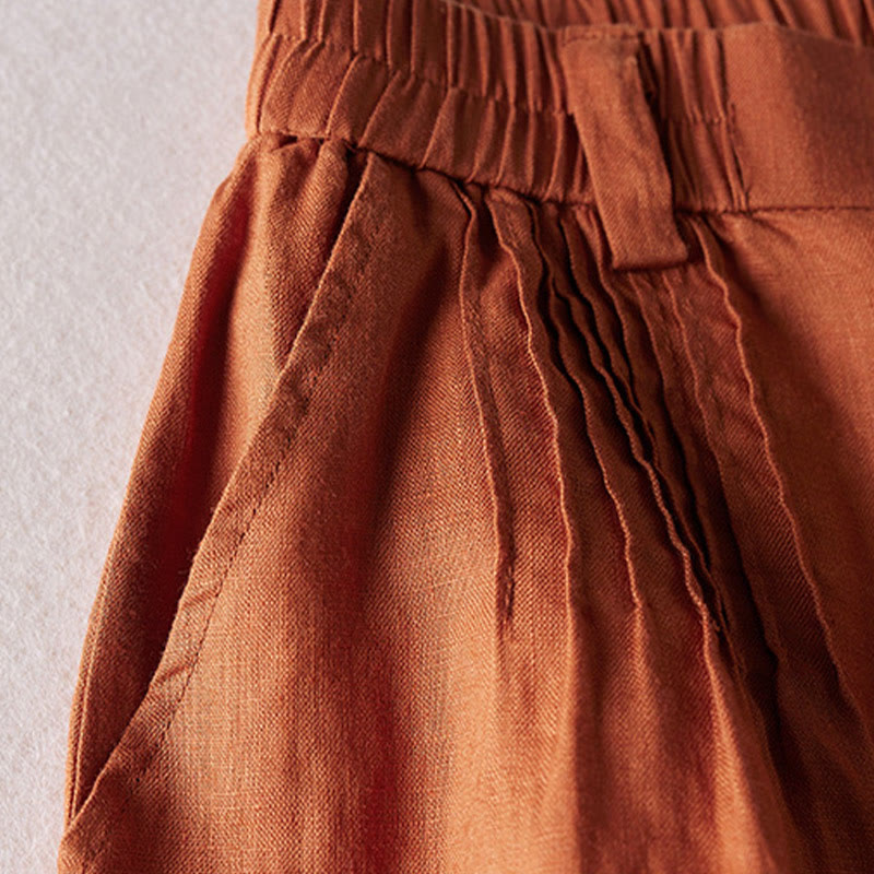 Tactile Cotton Linen Wide-Leg Meditation Shorts