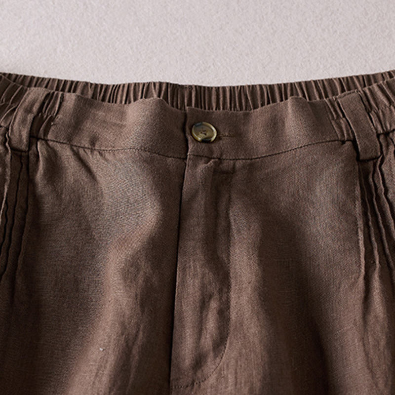 Tactile Cotton Linen Wide-Leg Meditation Shorts