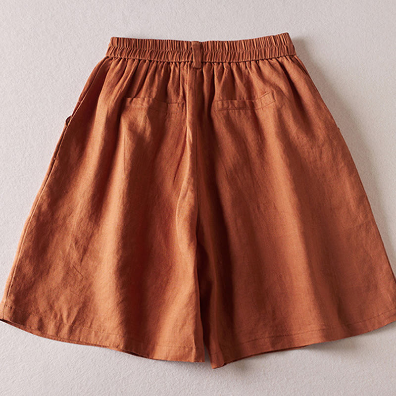 Tactile Cotton Linen Wide-Leg Meditation Shorts