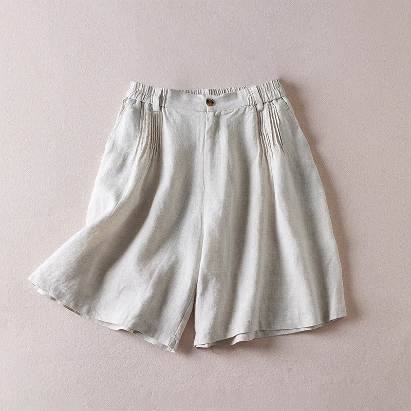 Tactile Cotton Linen Wide-Leg Meditation Shorts