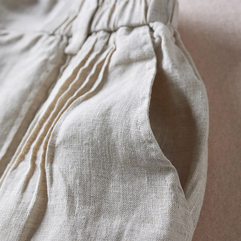 Tactile Cotton Linen Wide-Leg Meditation Shorts