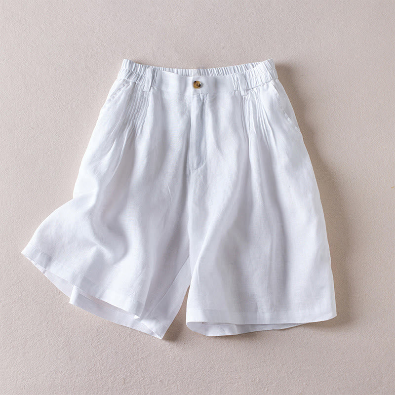 Tactile Cotton Linen Wide-Leg Meditation Shorts