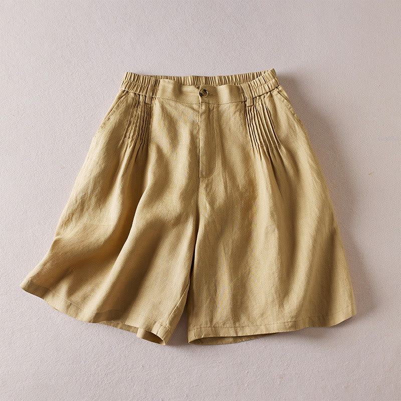 Tactile Cotton Linen Wide-Leg Meditation Shorts