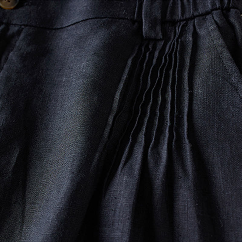 Tactile Cotton Linen Wide-Leg Meditation Shorts