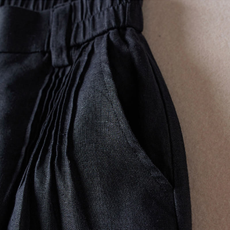 Tactile Cotton Linen Wide-Leg Meditation Shorts