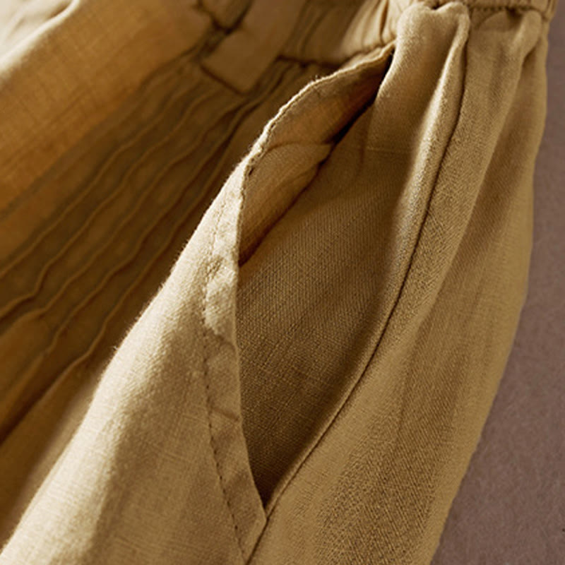 Tactile Cotton Linen Wide-Leg Meditation Shorts