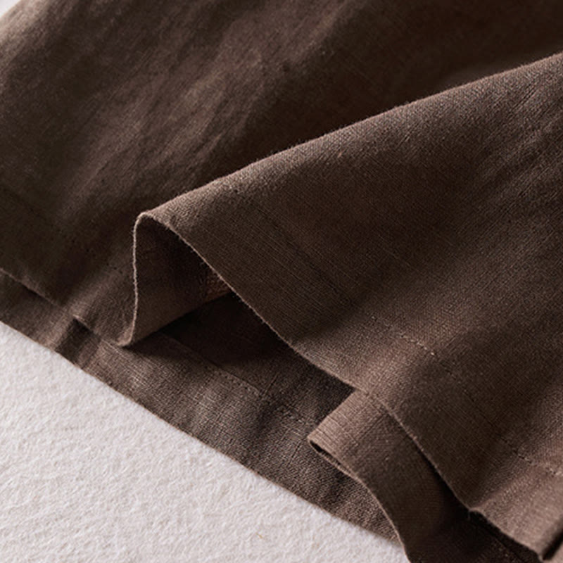 Tactile Cotton Linen Wide-Leg Meditation Shorts