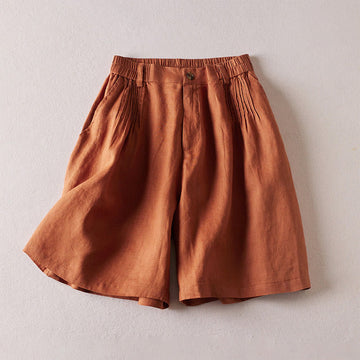 Tactile Cotton Linen Wide-Leg Meditation Shorts