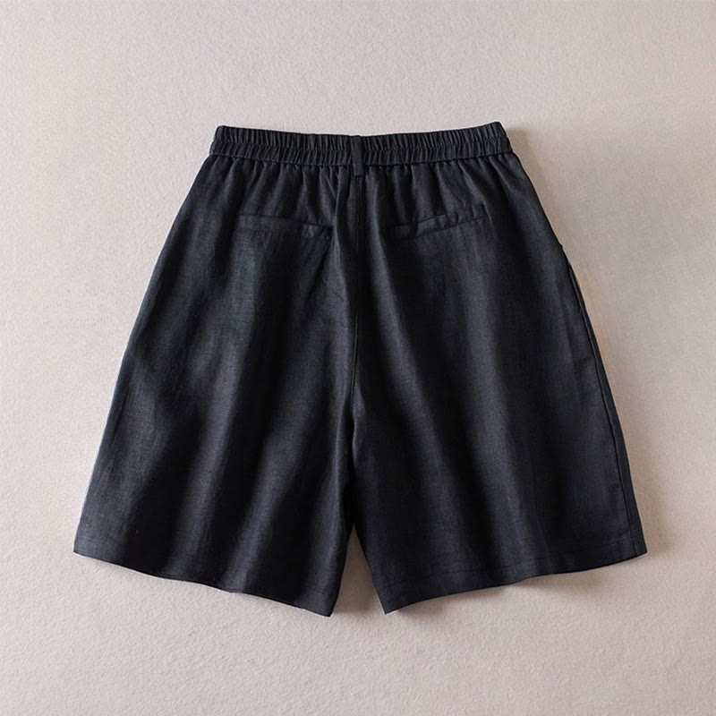 Tactile Cotton Linen Wide-Leg Meditation Shorts
