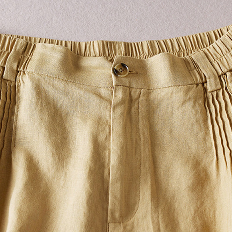 Tactile Cotton Linen Wide-Leg Meditation Shorts