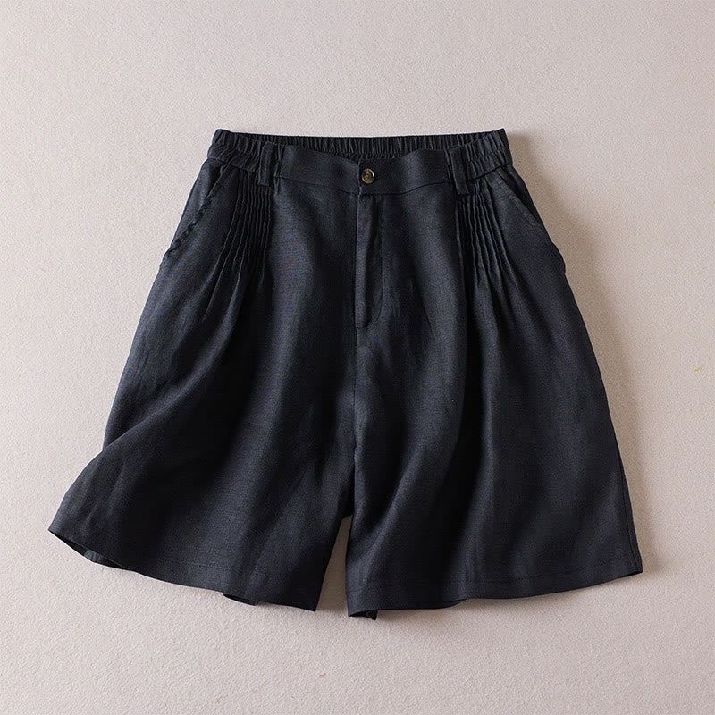 Tactile Cotton Linen Wide-Leg Meditation Shorts