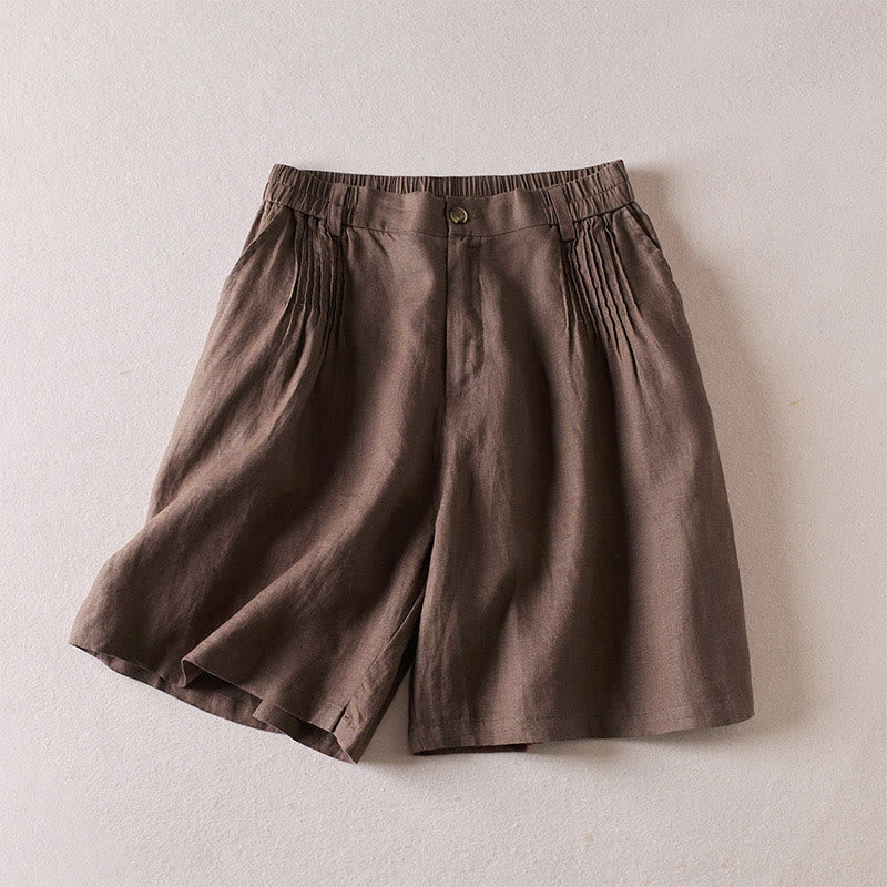 Tactile Cotton Linen Wide-Leg Meditation Shorts