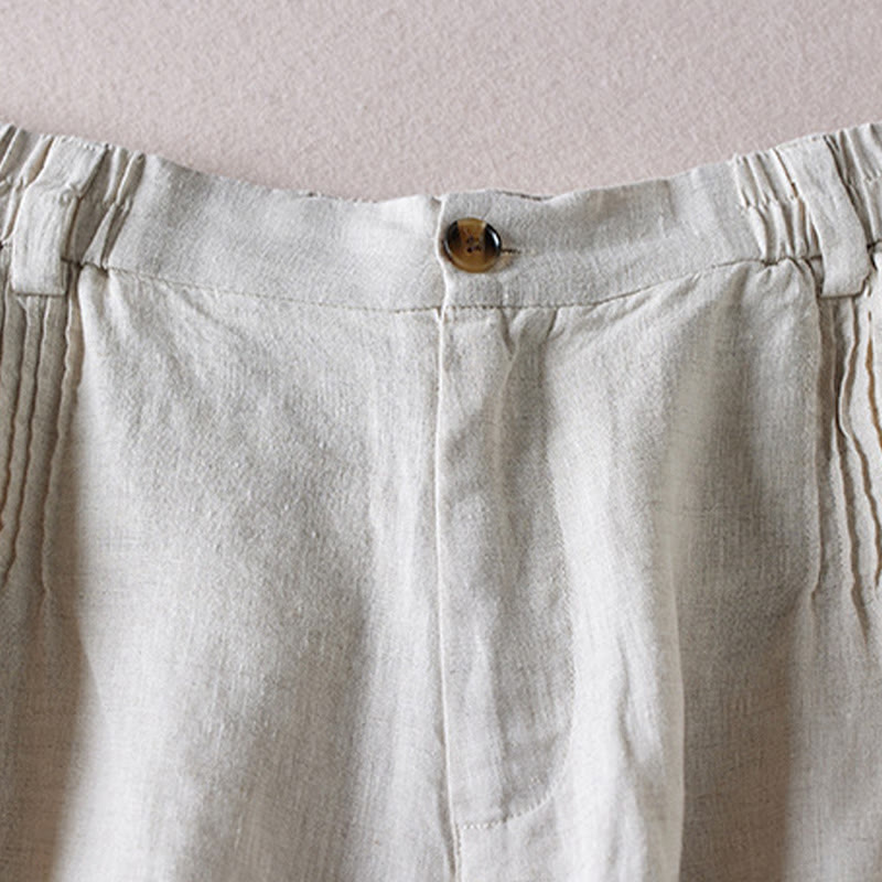 Tactile Cotton Linen Wide-Leg Meditation Shorts
