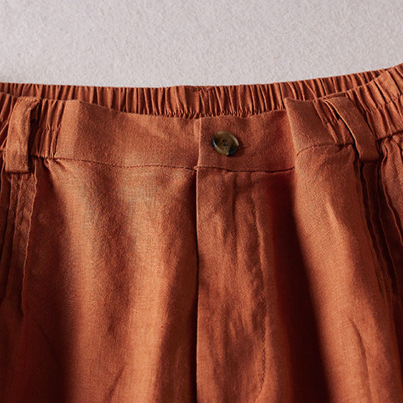 Tactile Cotton Linen Wide-Leg Meditation Shorts