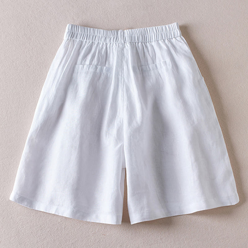 Tactile Cotton Linen Wide-Leg Meditation Shorts