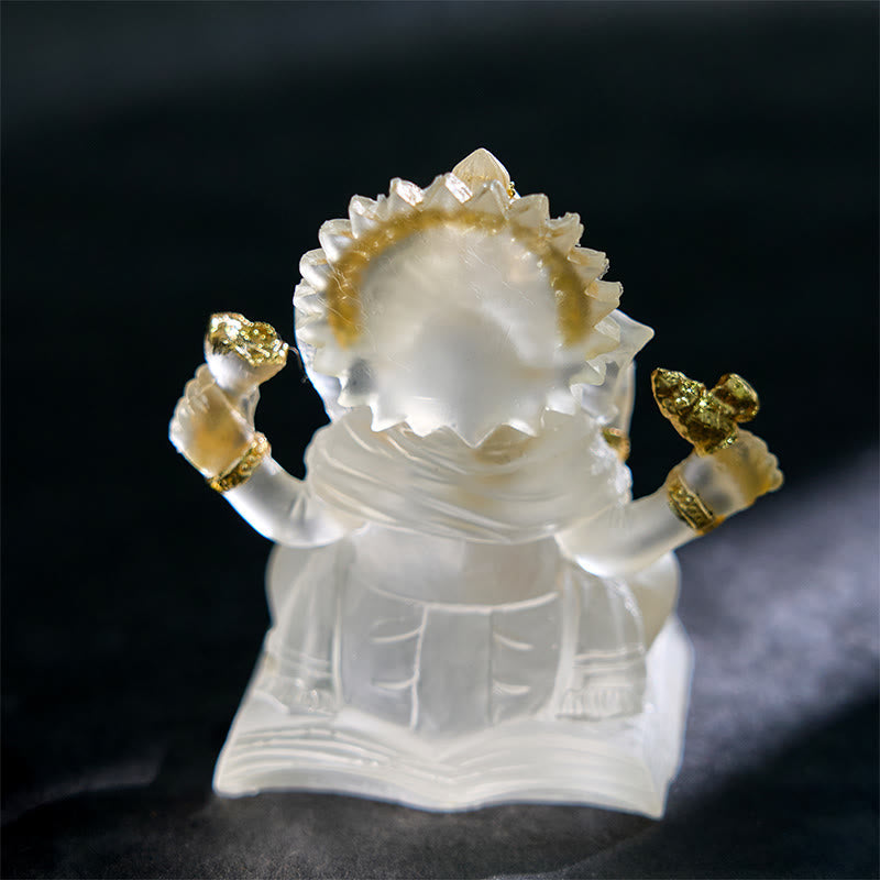 Transparent White Ganesh Ganpati Elephant Statue Protection Home Resin Decoration