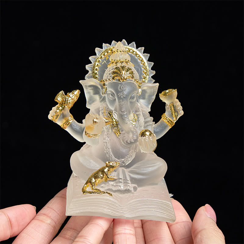 Transparent White Ganesh Ganpati Elephant Statue Protection Home Resin Decoration