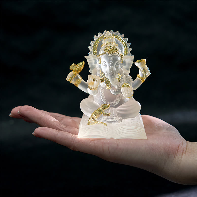 Transparent White Ganesh Ganpati Elephant Statue Protection Home Resin Decoration
