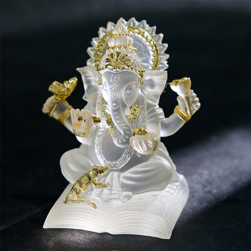 Transparent White Ganesh Ganpati Elephant Statue Protection Home Resin Decoration