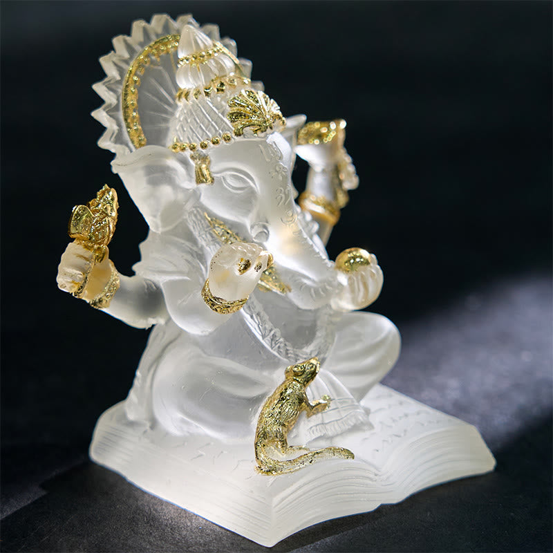 Transparent White Ganesh Ganpati Elephant Statue Protection Home Resin Decoration