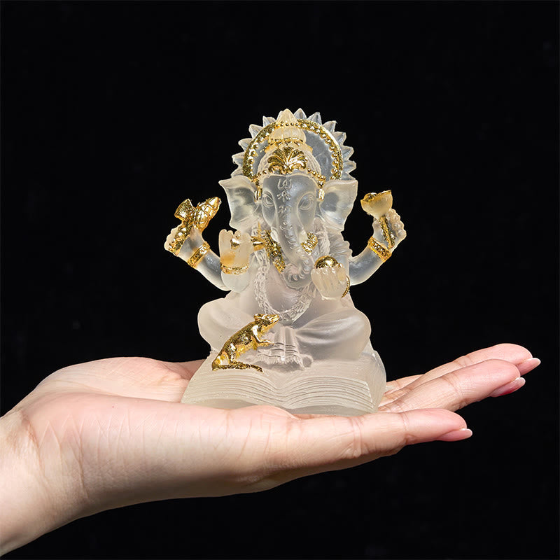 Transparent White Ganesh Ganpati Elephant Statue Protection Home Resin Decoration