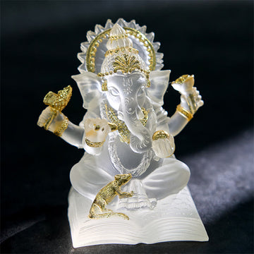 Transparent White Ganesh Ganpati Elephant Statue Protection Home Resin Decoration