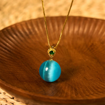 Cat's Eye Round Ball Confidence Necklace Pendant