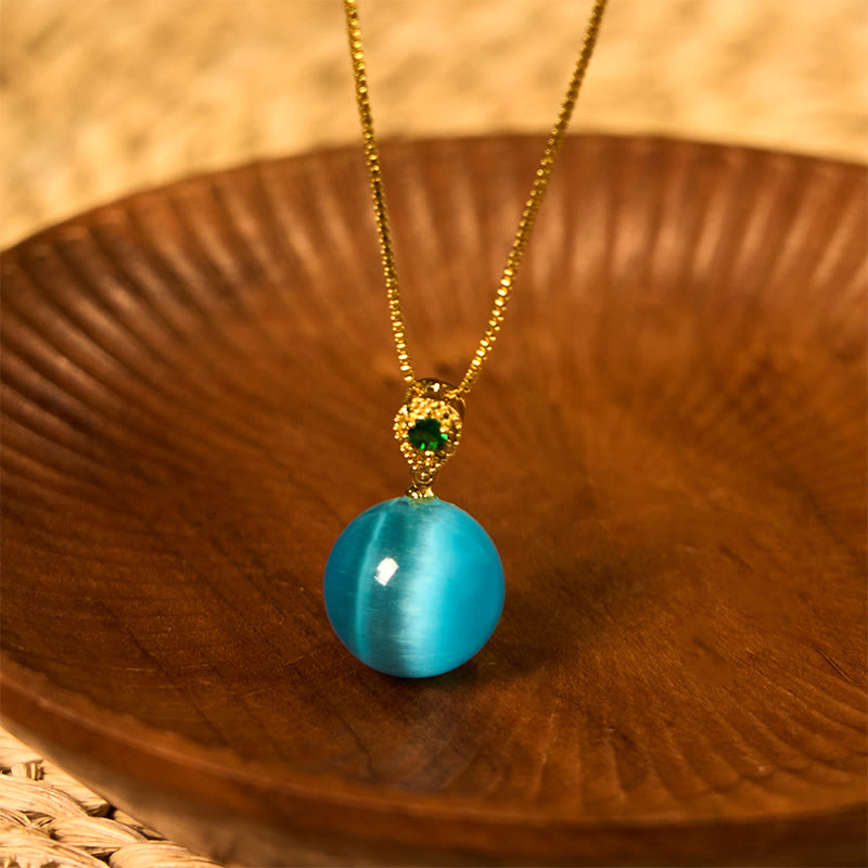 Cat's Eye Round Ball Confidence Necklace Pendant